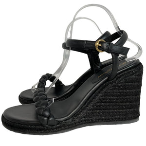 Gianvito Rossi Braided Black Cruz Wedge Sandals Size EU 40/ US 10