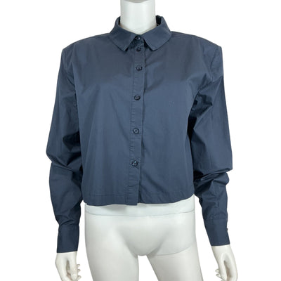 L'Academie Cropped Blue Tory Blouse Size S