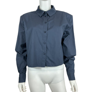 L'Academie Cropped Blue Tory Blouse Size S