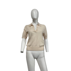 Reformation 'Louise' Cream Cashmere Polo Sweater Size S