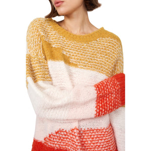 Joie Colorblock Tigerlily Multi Red Angelisa Crewneck Size XS Sweater NWT