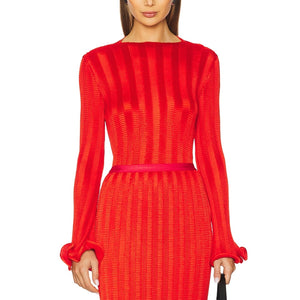 Simkhai Ribbed Red Carys Mock Neck Top Size 0