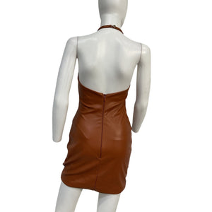 Nookie Faux Leather Brown Barbella Mini Dress Size M