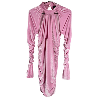 Blumarine Ruched Pink Mockneck Dress Size 10