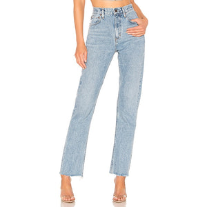 Agolde 'Cherie' Blue Cotton High Rise Straight Jean Size 28