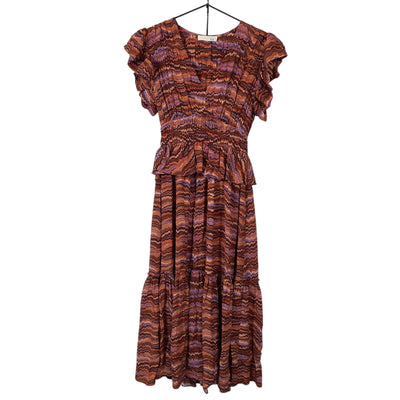 Ulla Johnson Smocked Purple Sapphire Bendetta Size 00 Silk Dress