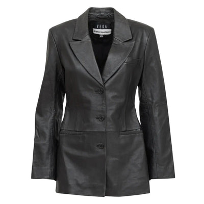 Reformation Sleek Black Hal Leather Blazer Size XS
