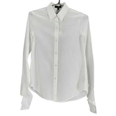 Theory Sheer White Tie Cuff Pinstripe Shirt Size P