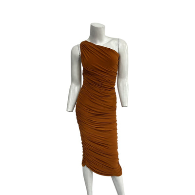 Norma Kamali Ruched Bronze Diana Gown Size XS