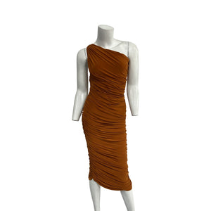 Norma Kamali Ruched Bronze Diana Gown Size XS