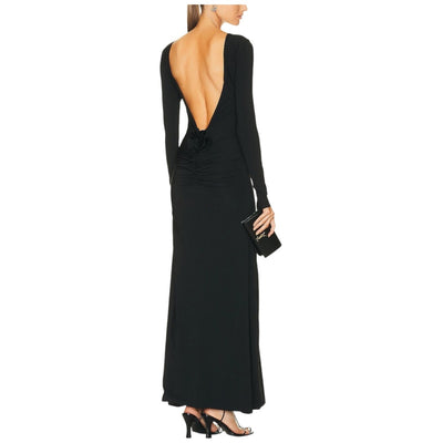 Maygel Coronel Elegant Black Heliconia Maxi Dress Size OS