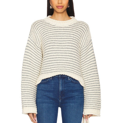 Mother Striped Multicolor Bell Sleeve Roll Sweater Size S