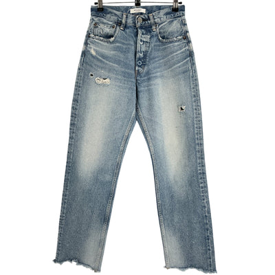 Moussy Distressed Blue Lomita Straight Leg Denim Jeans Size 26