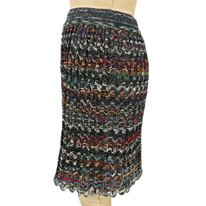 Missoni Metallic Green Chevron Knit Mini Skirt Size IT 42 / US 6