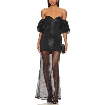 House Of Harlow 1960 Sheer Black Sulima Gown Size XXS