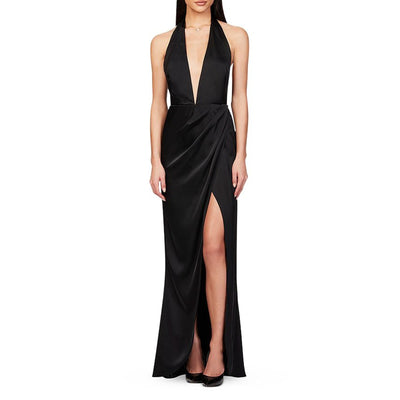 Nookie Satin Black Stella Gown Size L