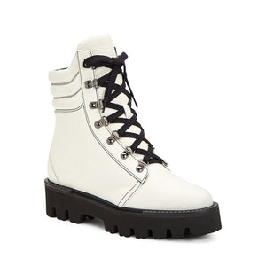 Aquatalia Rugged Off White Alyssa Lace Up Boots Size 6.5