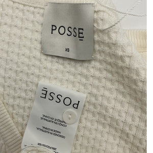Posse Textured White Iris Cardigan Sweater Size XS