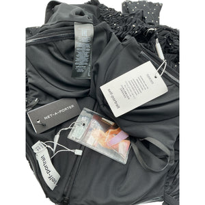 Self-Portrait Chic Black Crystal Ruched Stretch Mesh Mini Dress Size 4