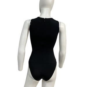 Tibi Sleek Black Tech Patent Bodysuit Size XXS