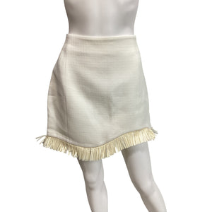 Neiman Marcus Fringed Off White Bowie Skirt Size M NWT