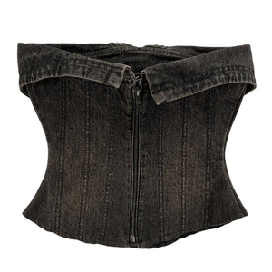 Miaou Denim Ochre Scarlett Bustier Size XXS