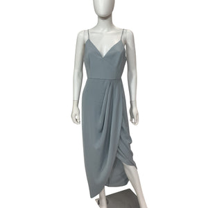 Shona Joy Draped Powder Blue Tulip Hem Maxi Dress Size 8 NWT