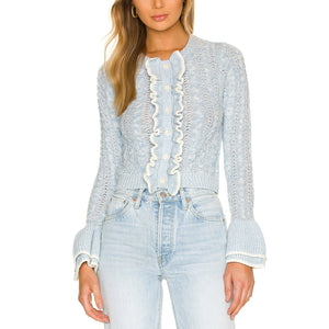 Tularosa Ruffled Turquoise Starlene Cardigan Size M