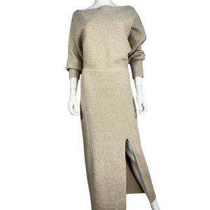 Line & Dot Ribbed Tan Alta Dress Size L