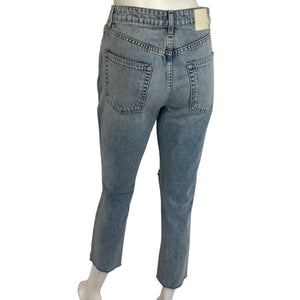 Grlfrnd Distressed Point Loma Karolina Petite High Rise Straight Crop Denim Jeans Size 26