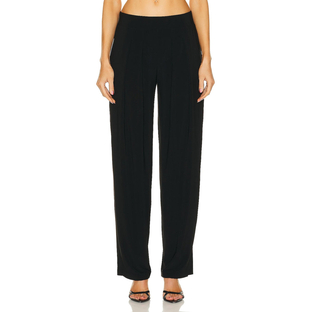 Norma Kamali 'Low Rise' Black Pleated Pant Trouser Size XS