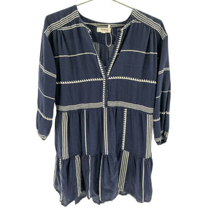 Lemlem Striped Blue Nunu Popover Dress Size S