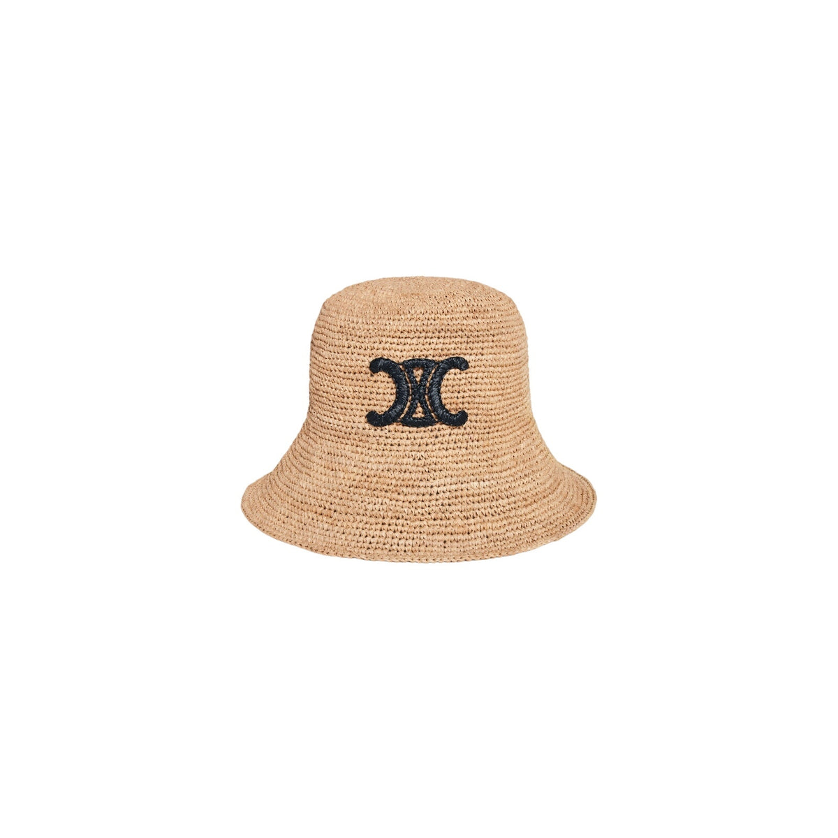 Celine 'Triomphe' Beige Raffia Bucket Hat Size L
