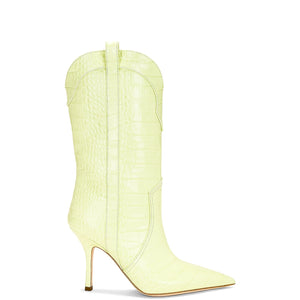 Paris Texas Croc Embossed Green Paloma Mid Calf Boots Size 41 EU / US 11