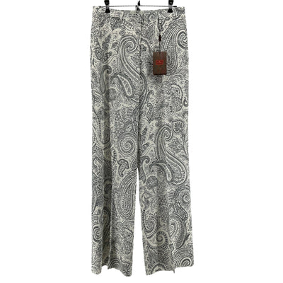 Etro Paisley Blanco Wide Leg Trousers Size IT 40 / US 4 NWT