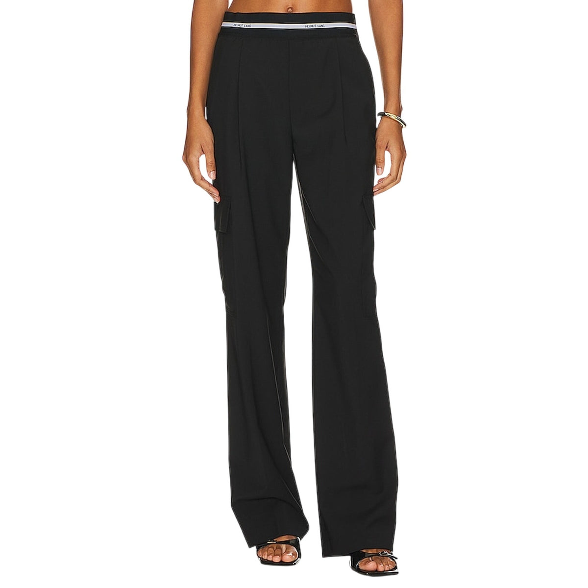 Helmut Lang Sleek Black Cargo Pull On Pants Size 2