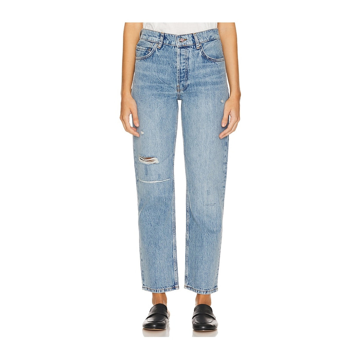 Anine Bing Distressed Blue Benson Denim Jeans Size 26