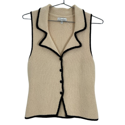 L'Academie Contrast Trim Beige Elektra Vest Size M