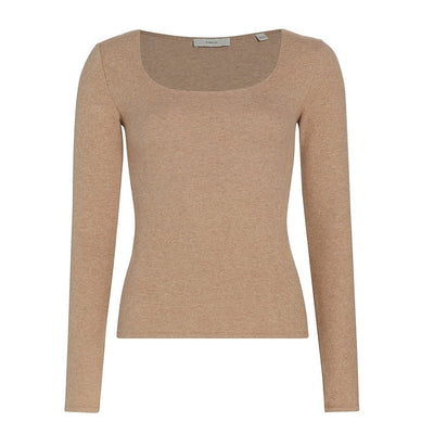 Vince Fitted Tan Scoop Neck Top Size XS