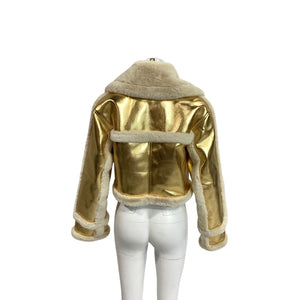 L'academie Plush Gold Elijah Jacket Size S