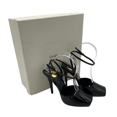 Saint Laurent Sleek Black La Scandale Sandal Heels Size 6.5 b