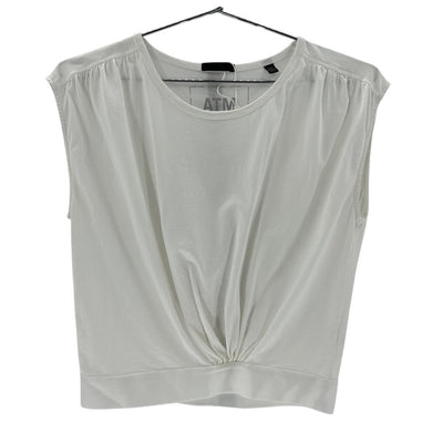 Atm Anthony Thomas Melillo Classic White Jersey Twisted Hem Top Size S