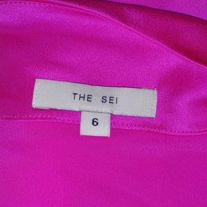 The Sei Chic Pink One Shoulder Pleat Blouse Size 6
