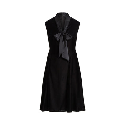 Ralph Lauren 'Tie-Neck' Black Velvet Dress Size 12