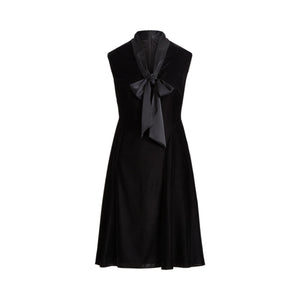 Ralph Lauren 'Tie-Neck' Black Velvet Dress Size 12