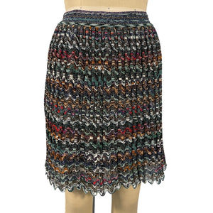 Missoni Metallic Green Chevron Knit Mini Skirt Size IT 42 / US 6