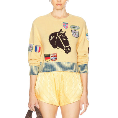 Bode 'Pony' Yellow Alpaca Silhouette Crewneck Sweater Size S