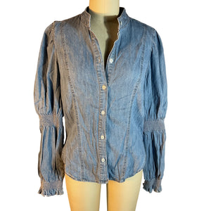 Veronica Beard Chambray Blue Dalton Blouse Size 4 NWT