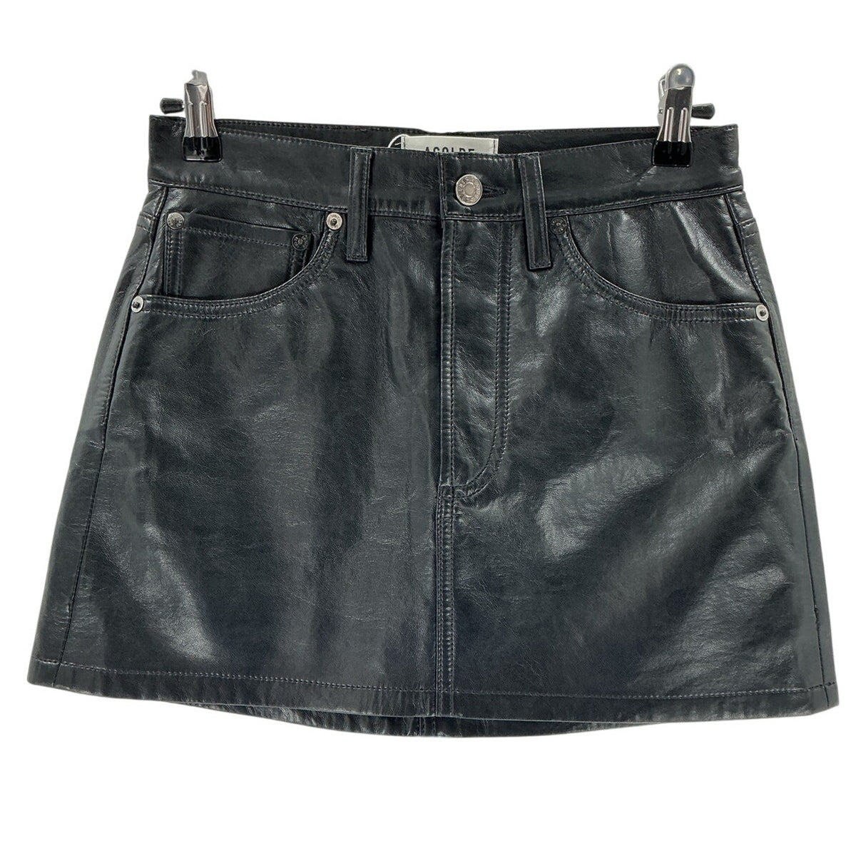 Agolde Sleek Black Five-Pocket Mini Skirt Size 24