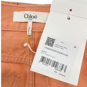 Chloé Embellished Peach Denim Shorts Size FR 36 NWT